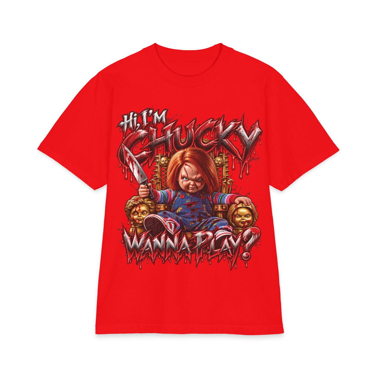 Chucky Slasher Doll Wanna Play T-Shirt | Horror Movie Graphic Tee