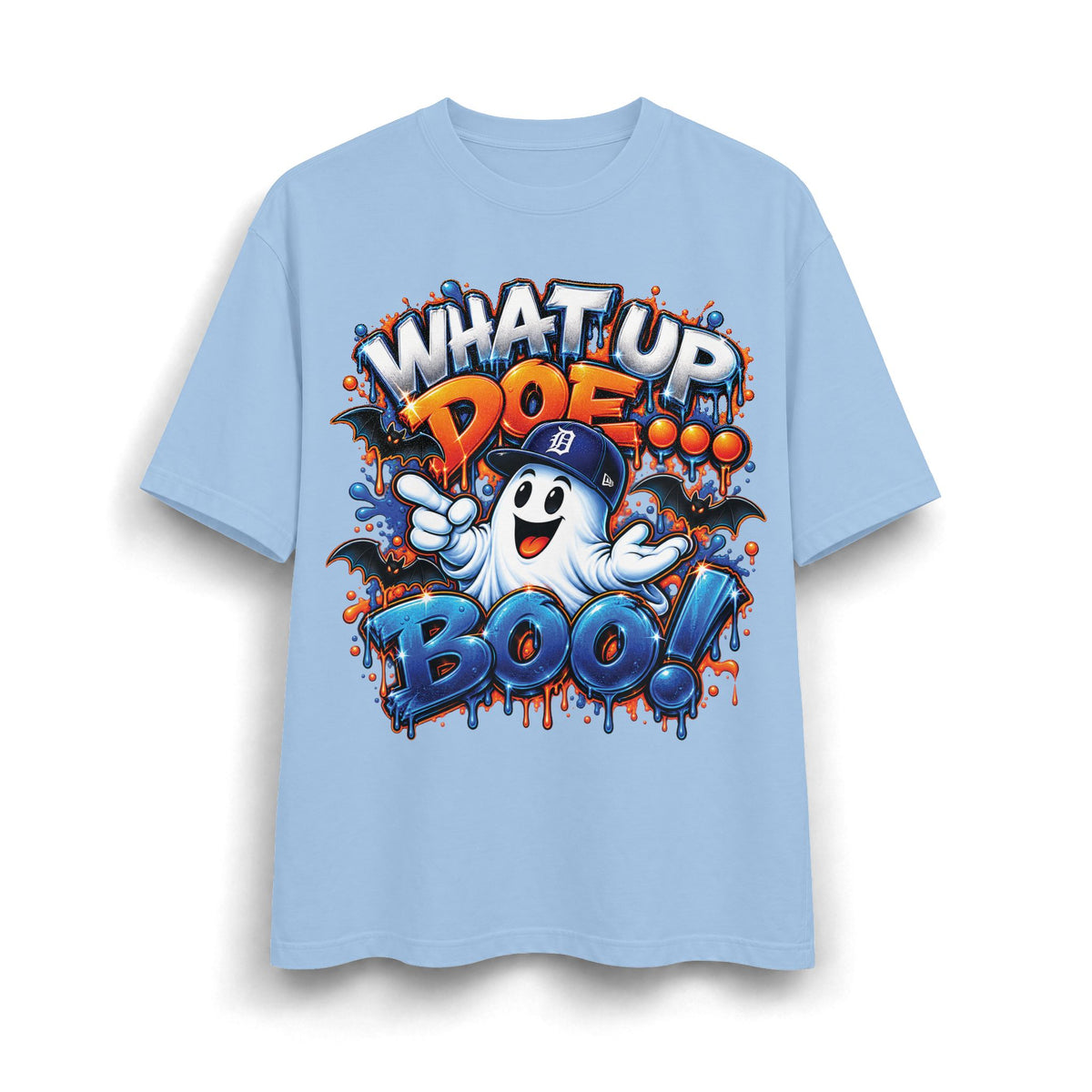 What Up Doe Boo! ghost graphic T-Shirt | Halloween street art drip design