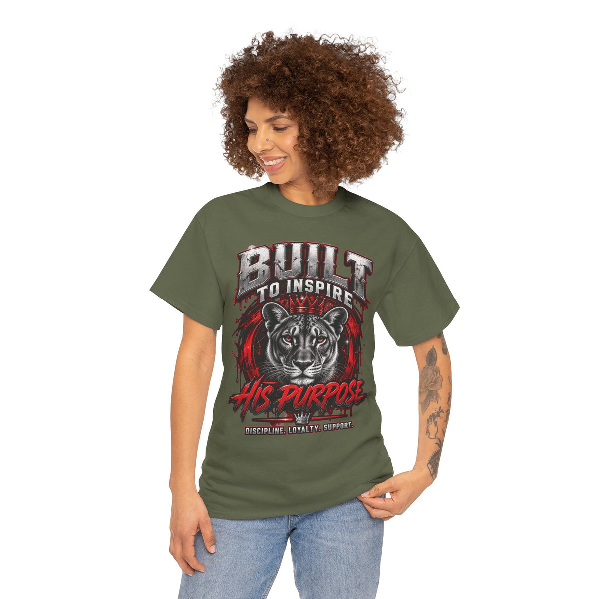 Built to Inspire His Purpose Couples Tiger Graphic T-Shirt