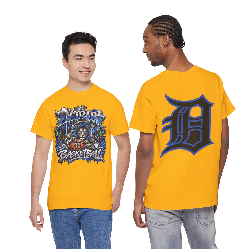 Detroit Basketball Lion Graphic Tee | Motor City D Old English Logo