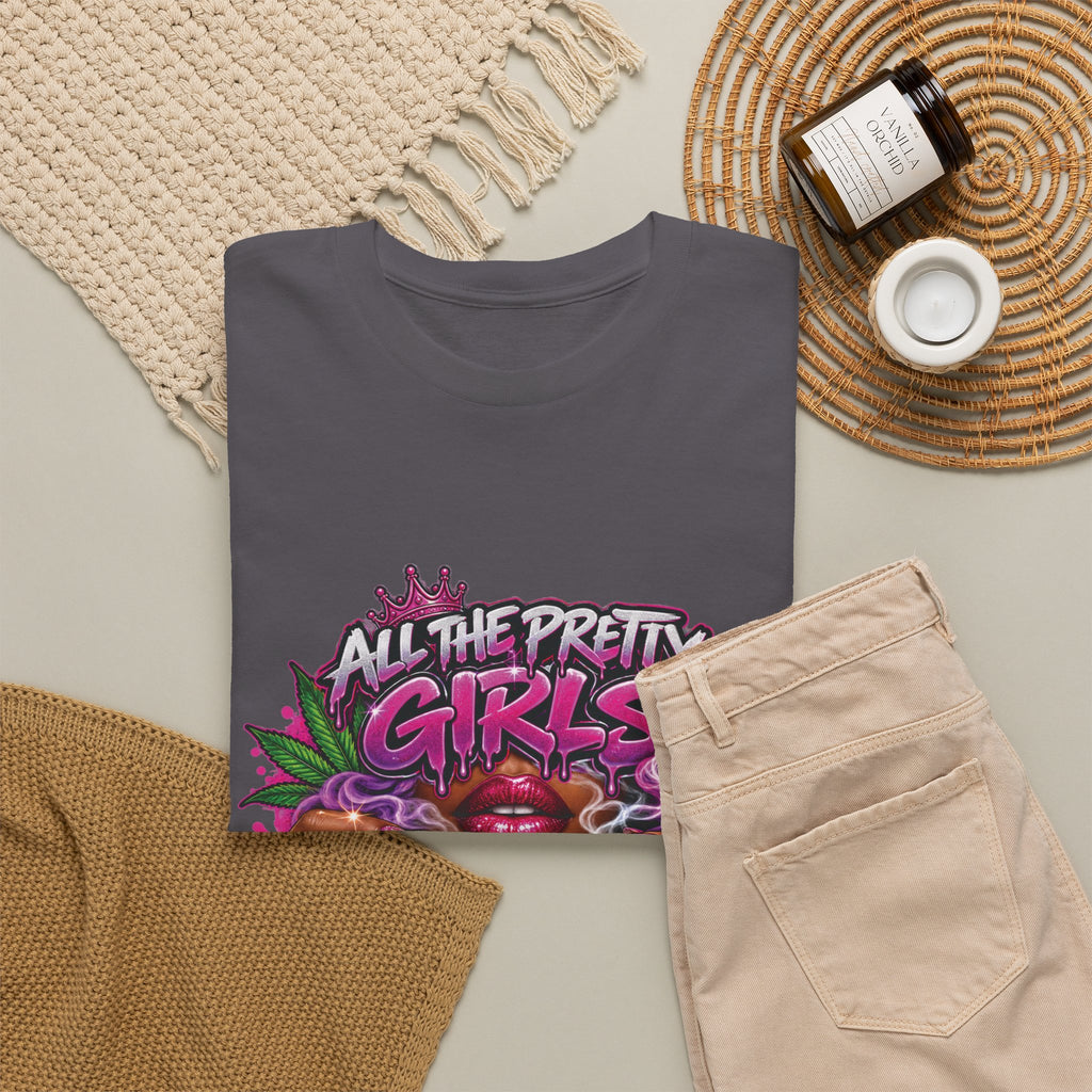 All The Pretty Girls Roll Like This T-Shirt | Pink Graffiti Cannabis Hands Design