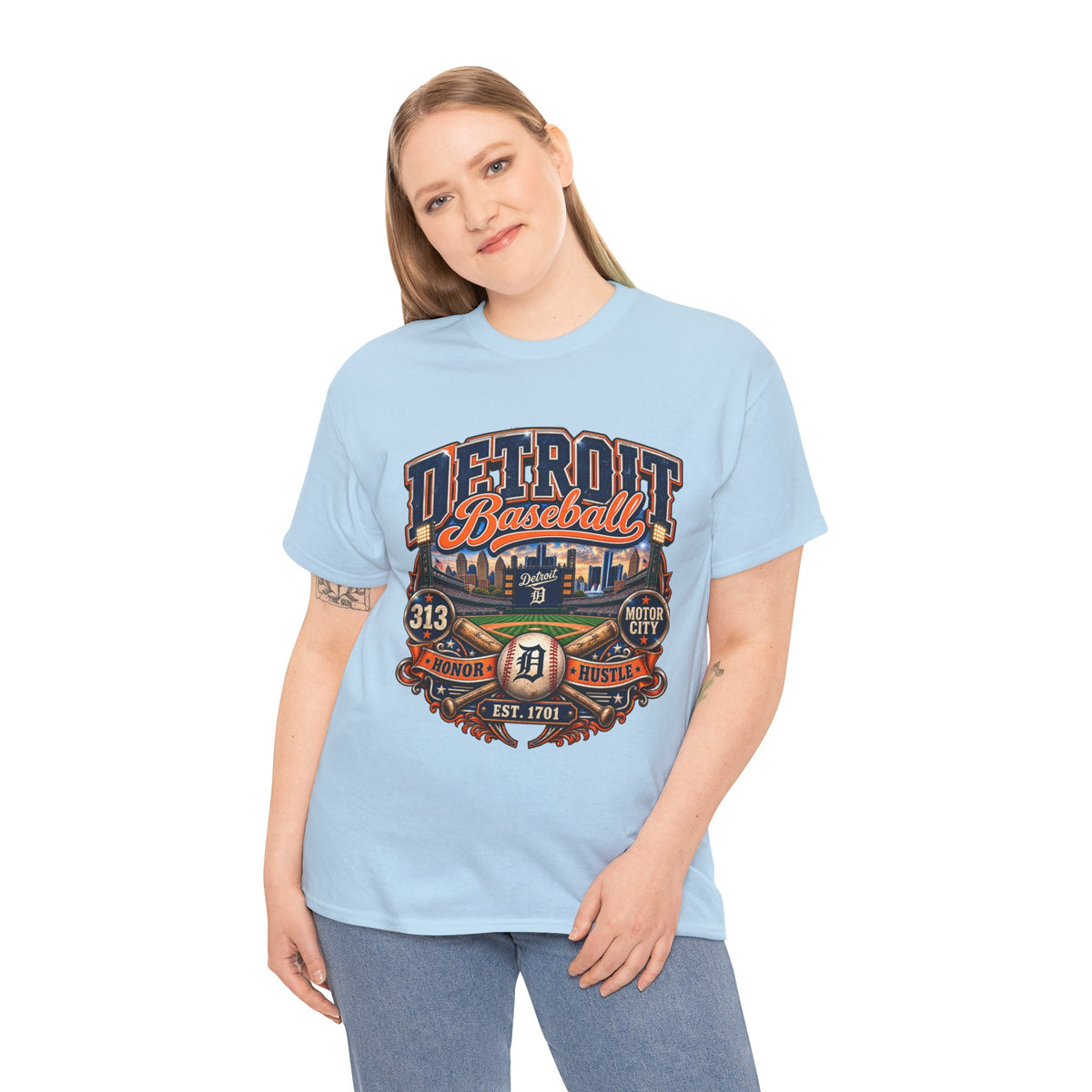 Detroit Baseball Tee | Motor City 313 Vintage Baseball Design