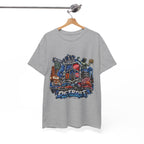 Detroit Skyline Collage T-Shirt | Motor City Landmarks, Vintage Neon Design