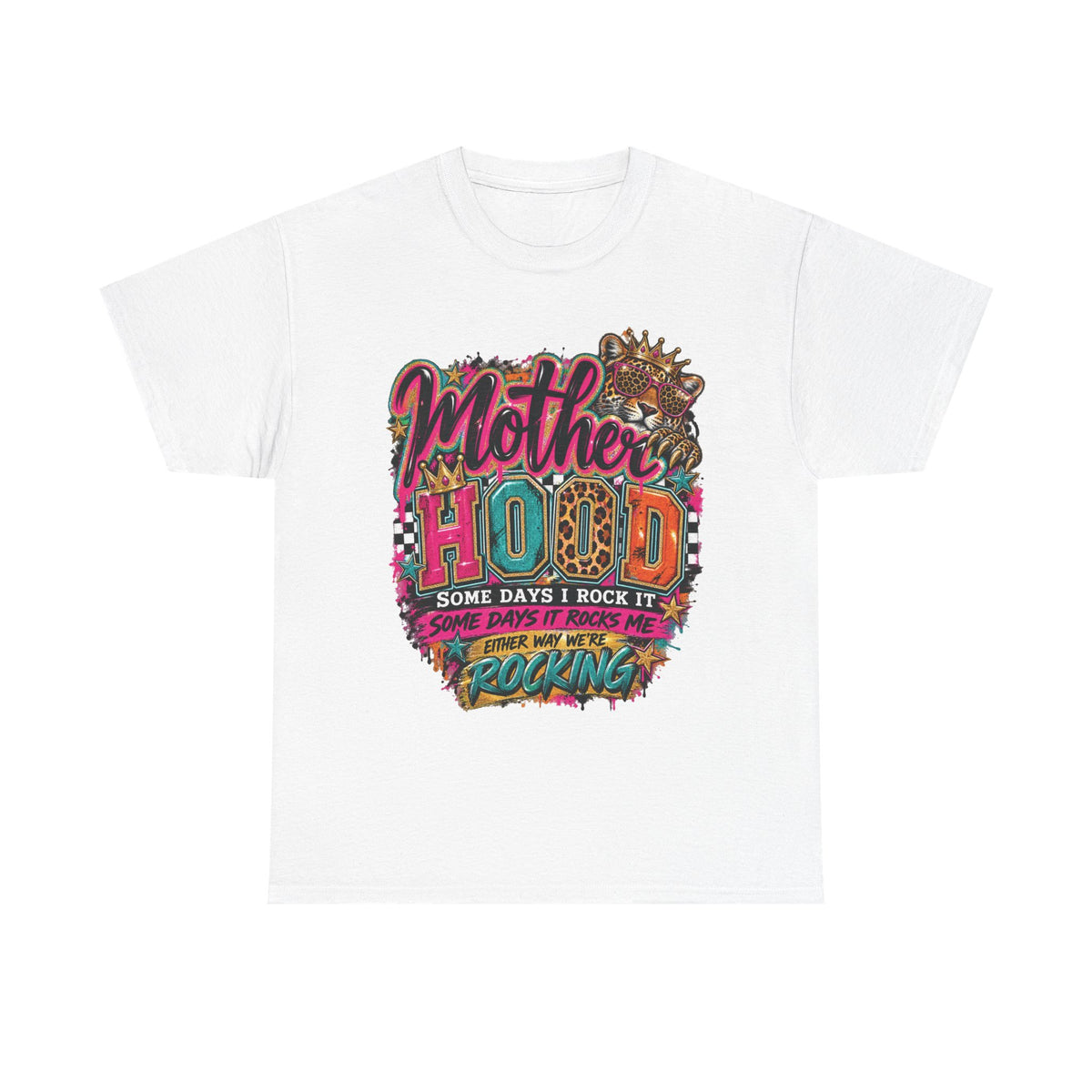 Motherhood Graphic Tee | Colorful Retro Rocking Mom Design