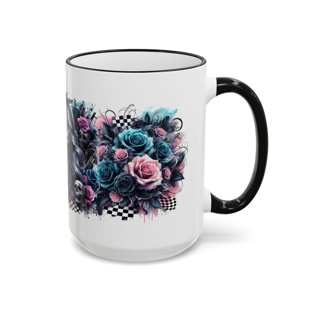 Sugar Skull Girl mug | Accent Rim & Handle ceramic mug