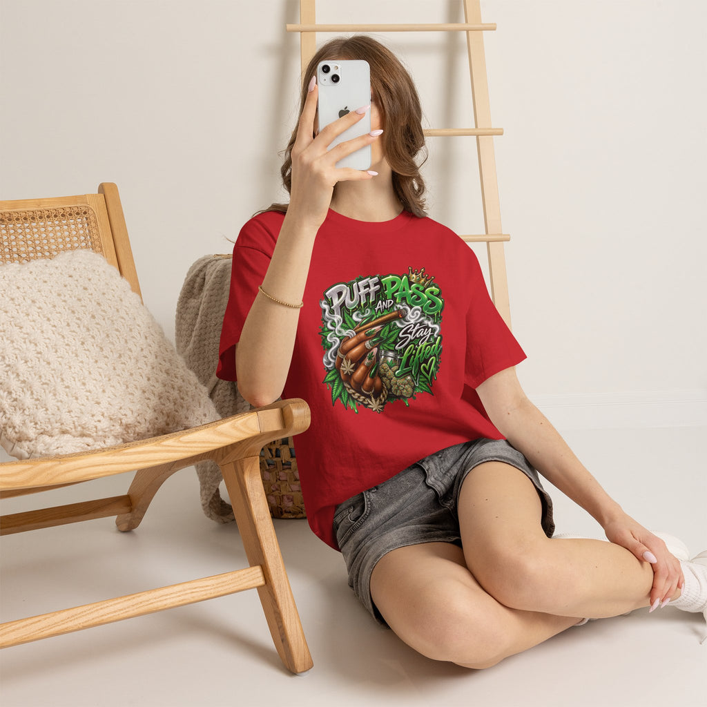 Puff and Pass Stay Lifted T-Shirt | Cannabis Leaf Graphic Tee