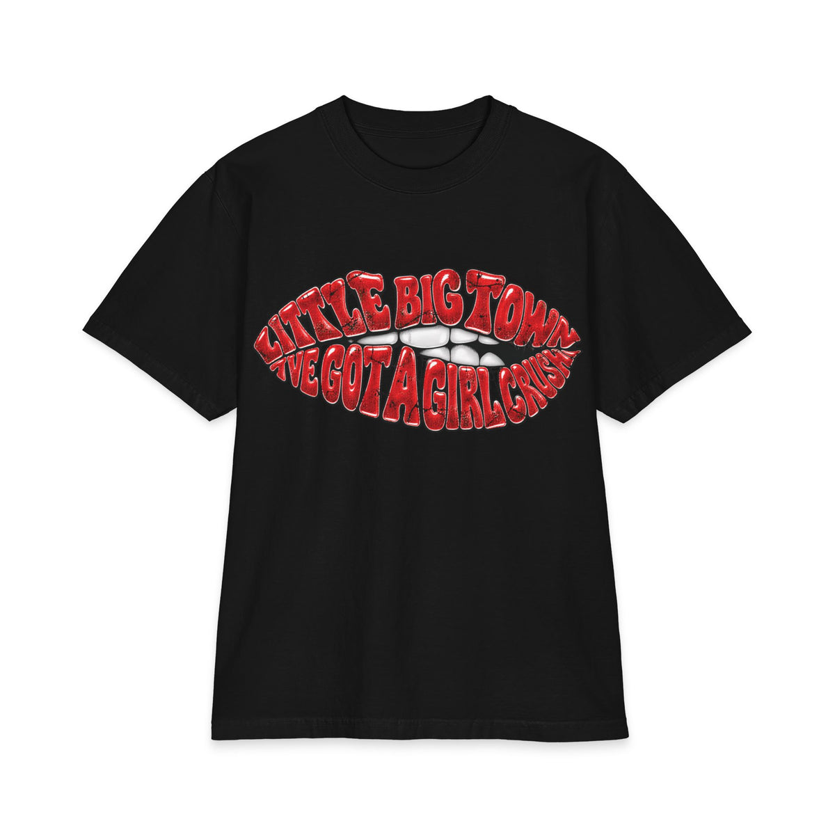 Big Little Town Lips Graphic T-Shirt | Retro Red Lip Art