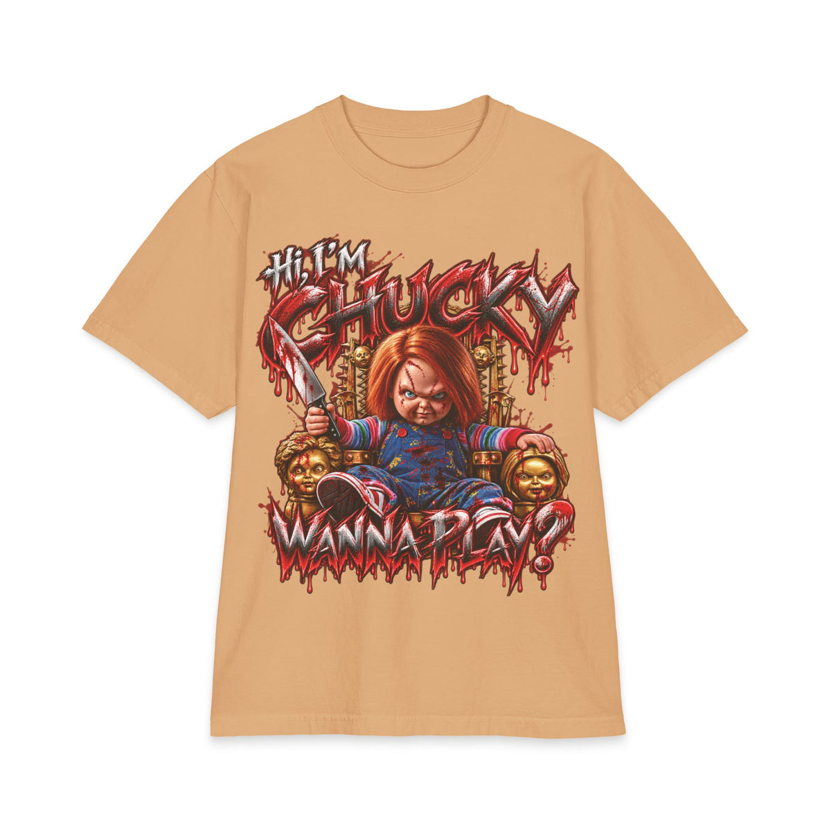 Chucky Slasher Doll Wanna Play T-Shirt | Horror Movie Graphic Tee