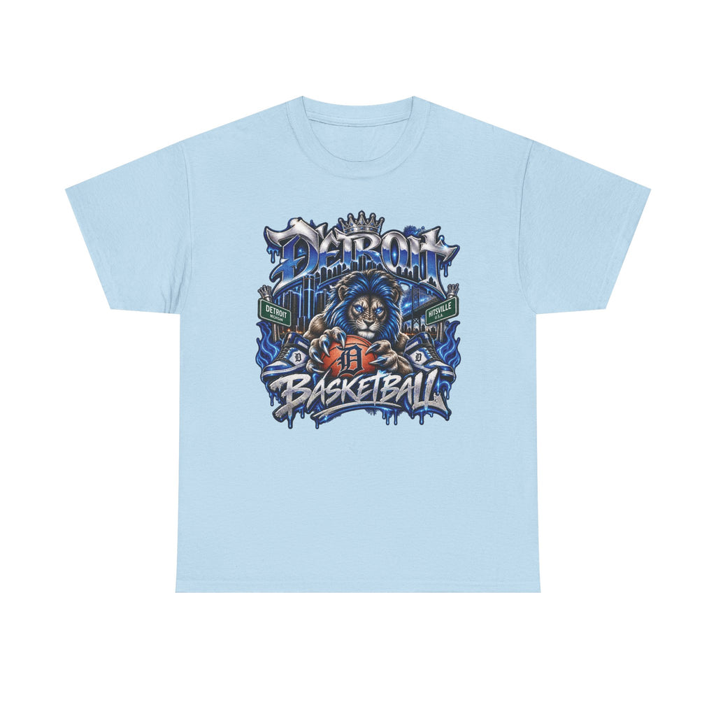 Detroit Basketball Lion Graphic Tee | Motor City D Old English Logo
