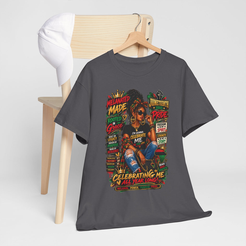 Melanated Made Rooted Grace T-Shirt | Celebrating Me graphic tee