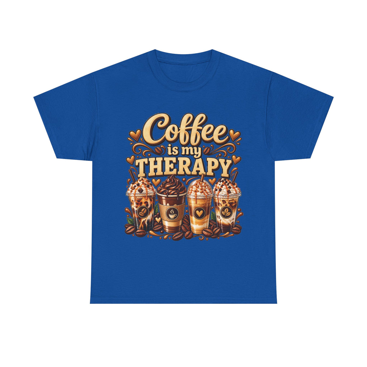 Coffee Is My Therapy T-Shirt | Coffee Cups Illustration, Cozy Beverage Tee
