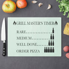 Grill Master's Timer Cutting Board | Beer Level Steak Doneness Chart