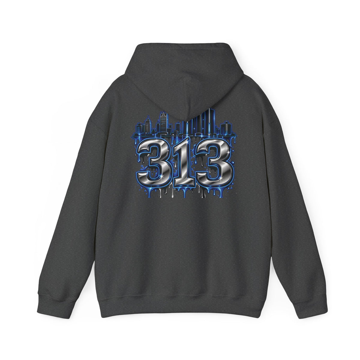 Detroit 313 Drip Skyline Hoodie | Graffiti Letter B Chest Design