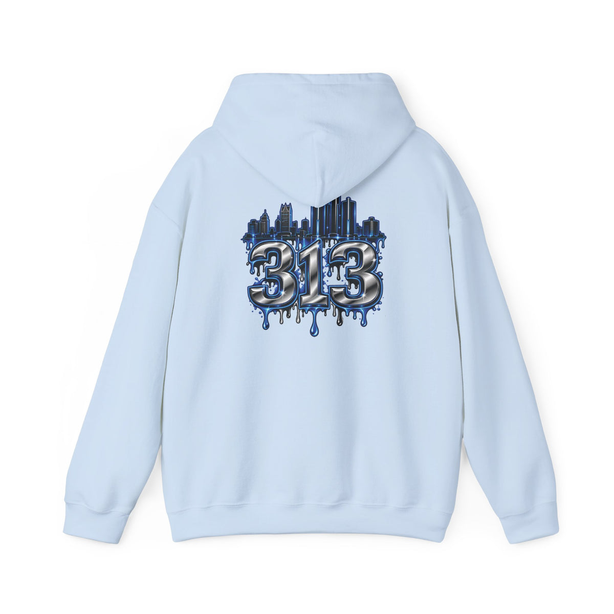 Detroit 313 Skyline Hoodie | Dripping Graffiti City Football Design