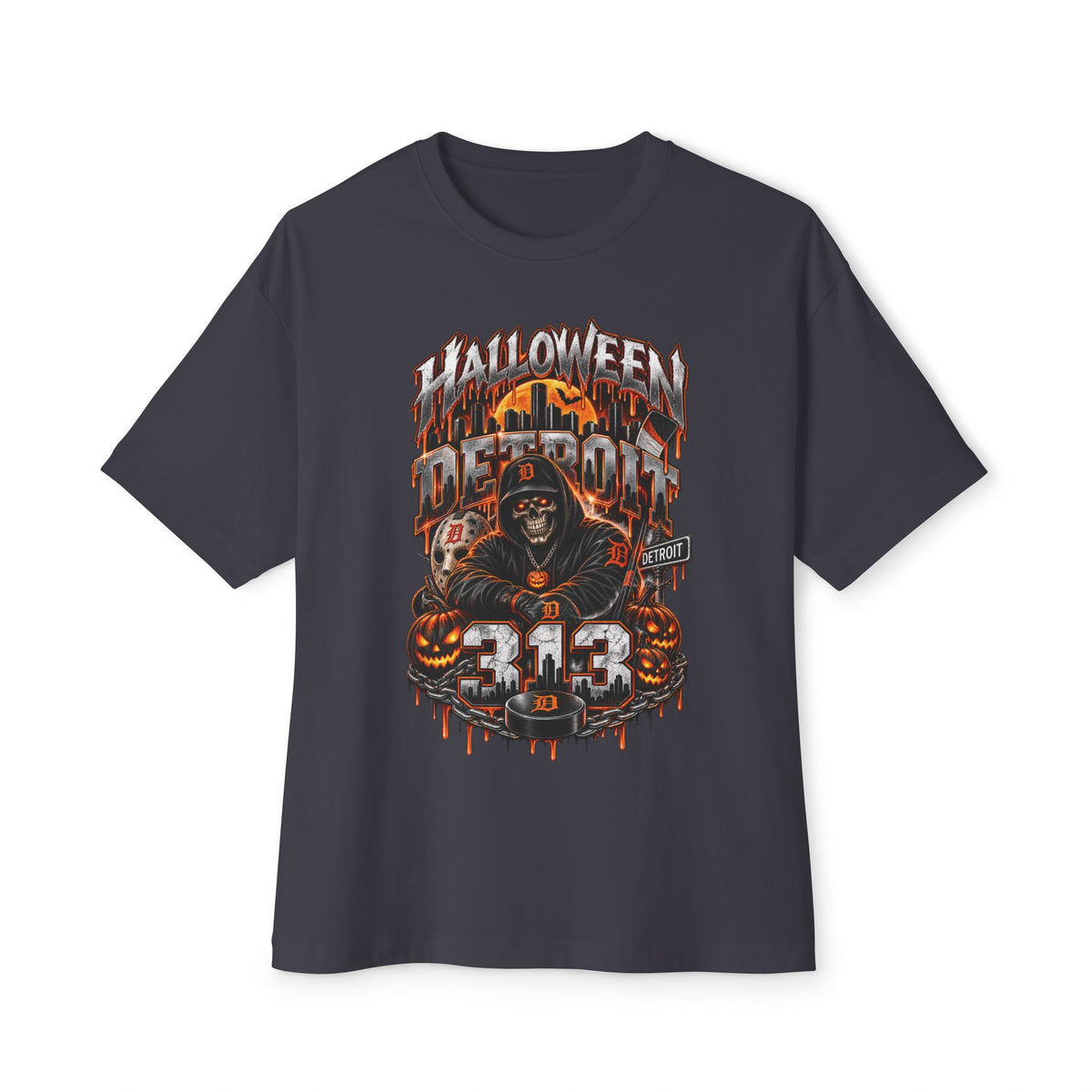 Halloween Reaper Graphic Tee | Skull Pumpkin 313 Design