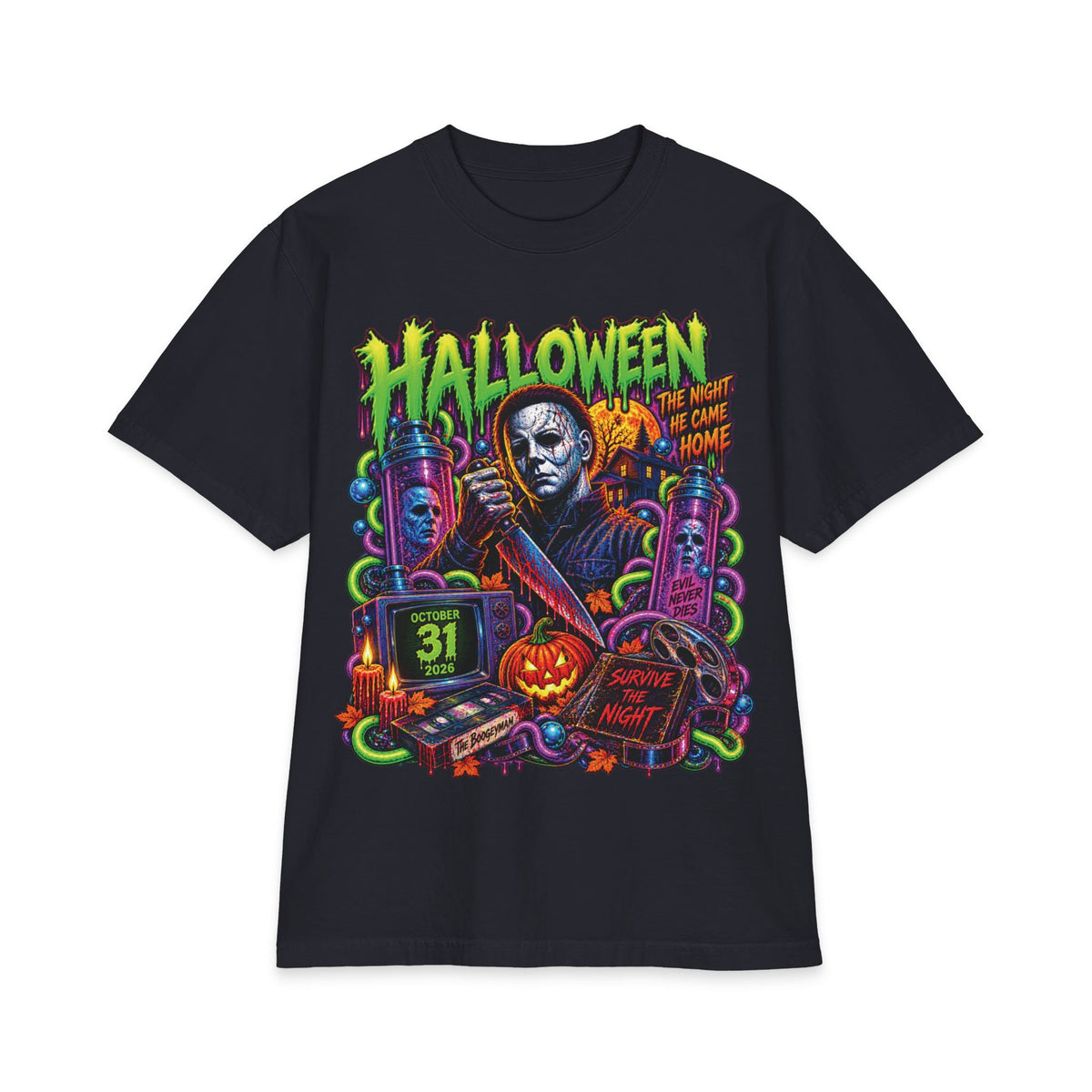 Halloween Michael Myers Horror Movie T-Shirt | Retro Neon Slashers