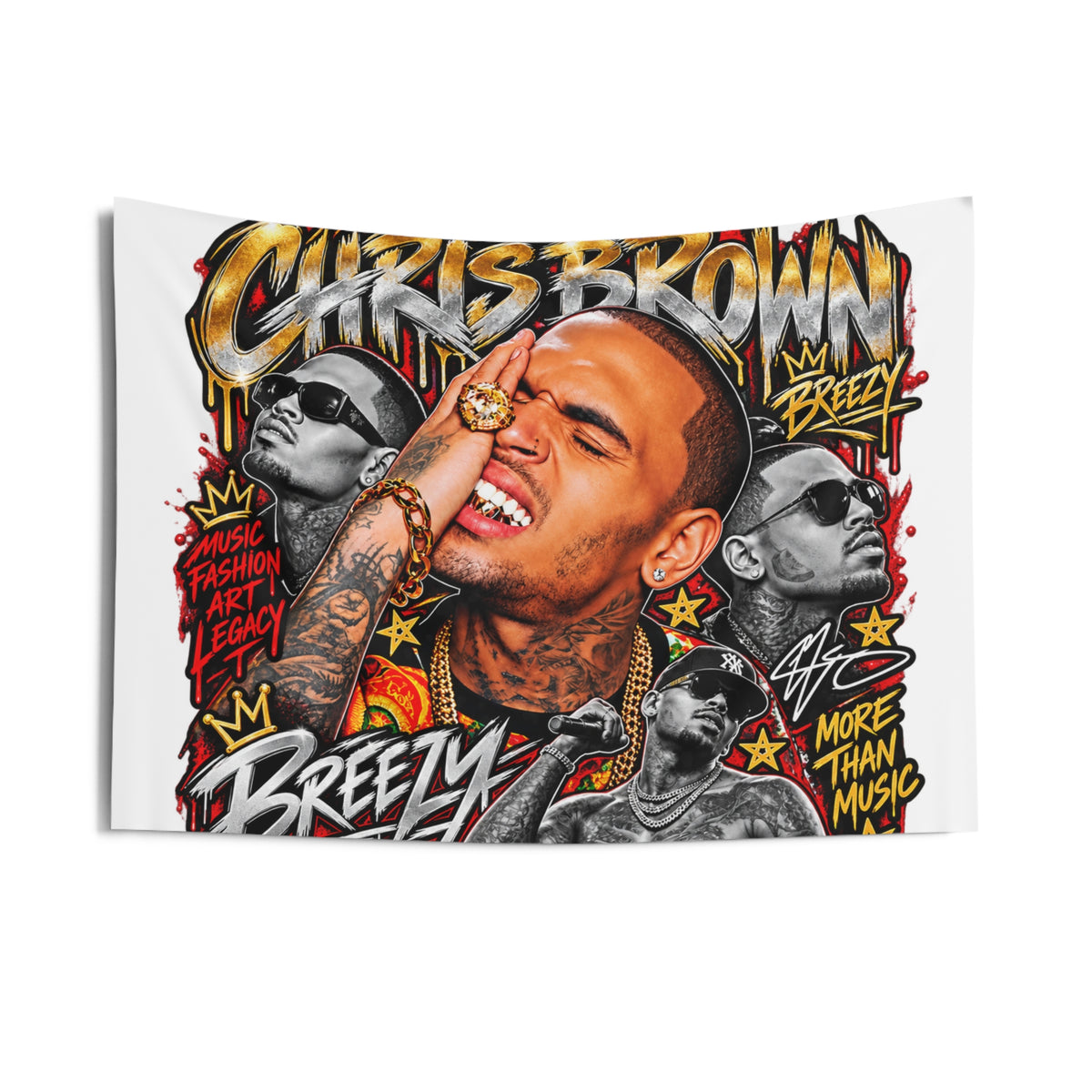 Hip Hop Graffiti Portrait Indoor Wall Tapestry | Urban Music Collage
