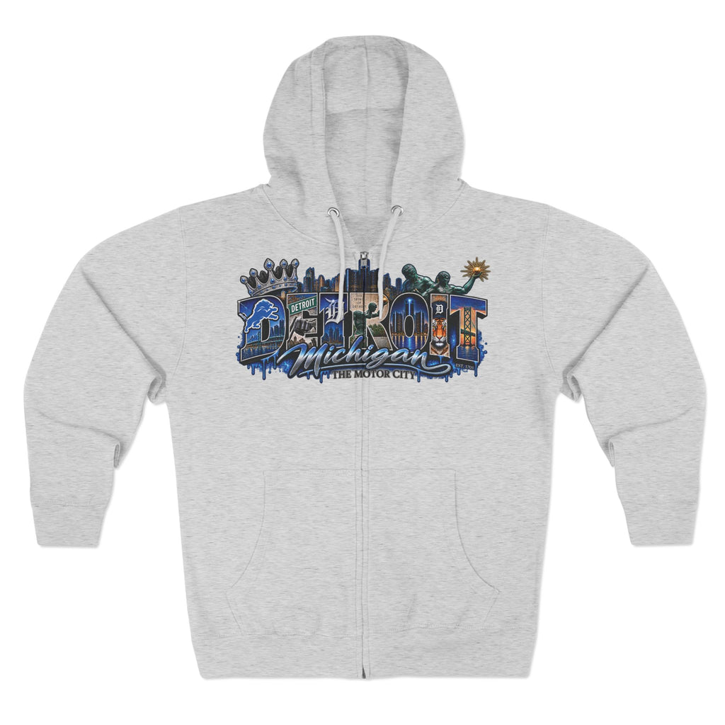 Detroit Lion Graphic Zip Hoodie | Detroit City 313 Lion Design