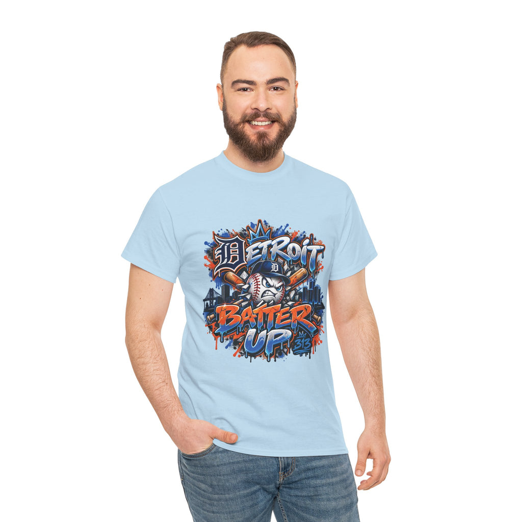 Detroit Batter Up T-Shirt | Baseball City Skyline Tee