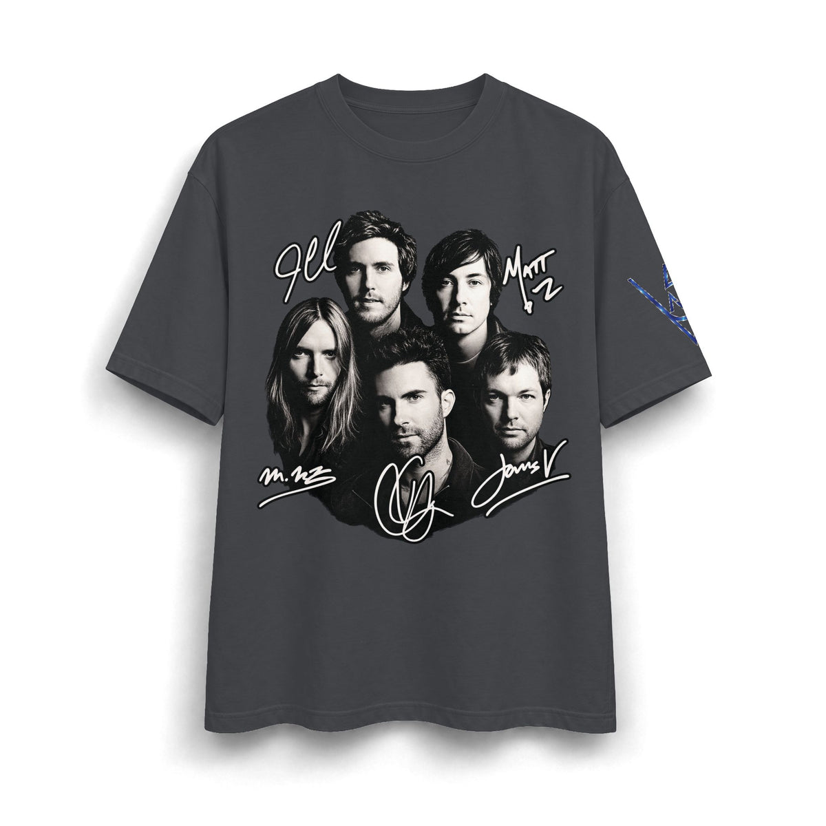 Signed Band Portrait T-Shirt Maroon 5 | Retro Rock Logo on Back