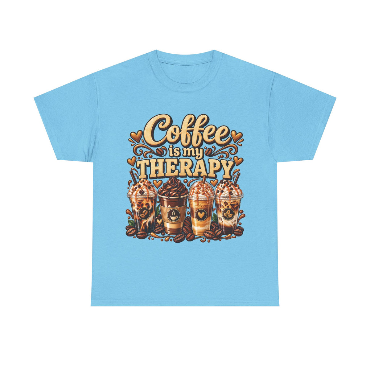 Coffee Is My Therapy T-Shirt | Coffee Cups Illustration, Cozy Beverage Tee