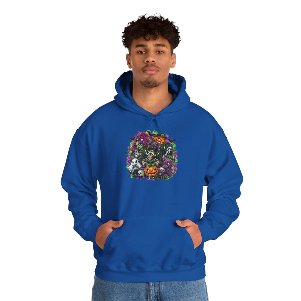 Spooky Halloween Skull Pumpkin Floral Hoodie | Haunted Garden Sweatshirt