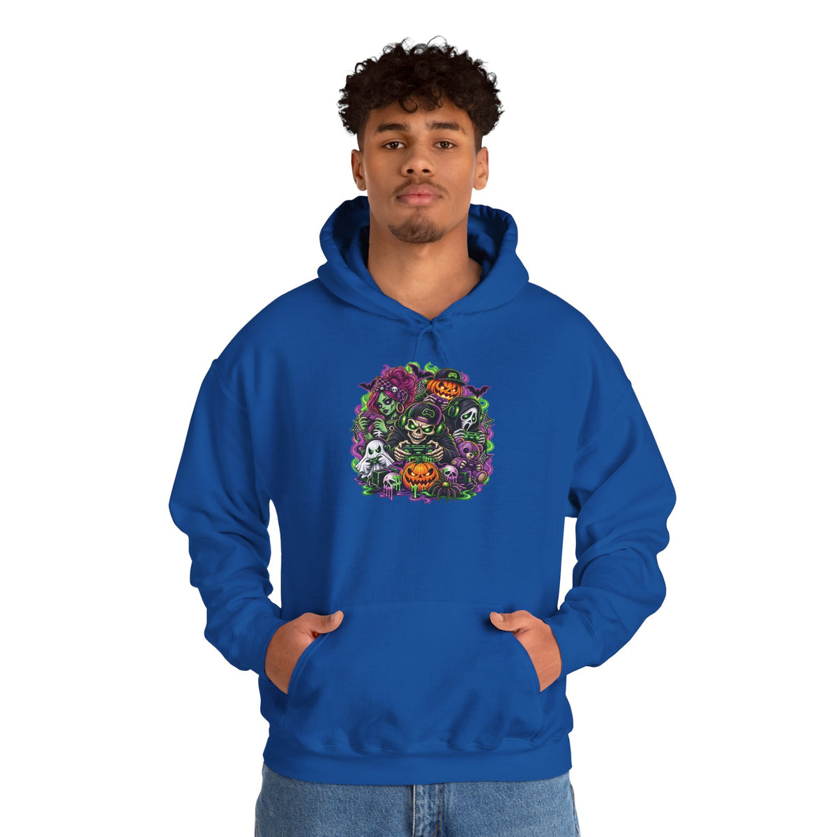 Spooky Halloween Skull Pumpkin Floral Hoodie | Haunted Garden Sweatshirt