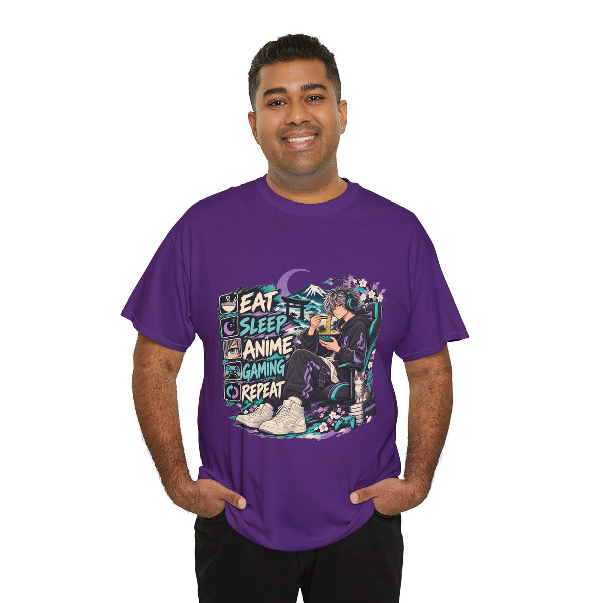 Eat Sleep Anime Gaming Repeat Video Game Graphic T-Shirt