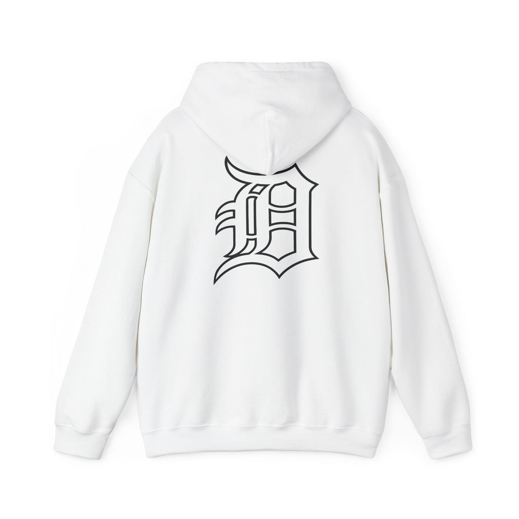 Detroit Basketball Graphic Hoodie | Vintage City Sports Logo, Front Collage Art