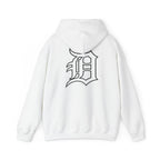 Detroit Basketball Graphic Hoodie | Vintage City Sports Logo, Front Collage Art