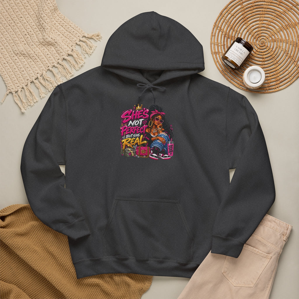 Shes Not Perfect Real AF hoodie | Retro Neon Girl Graphic Hoodie
