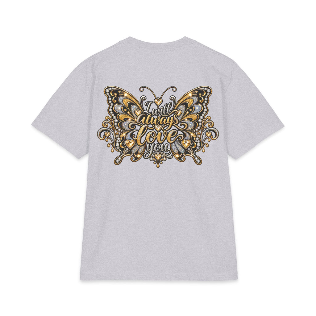 Dolly Floral Portrait T-Shirt | Butterfly 'Love Always' Back