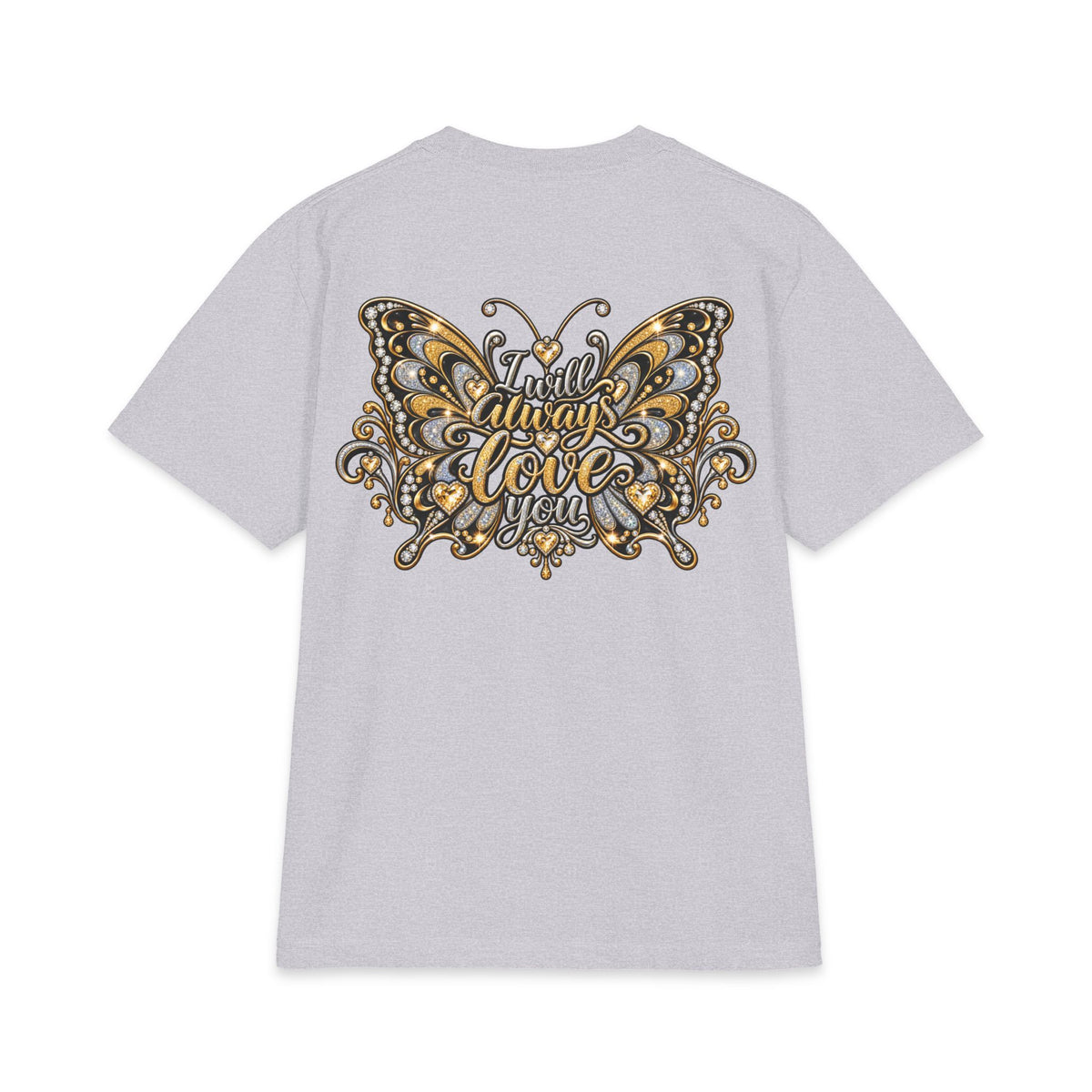 Dolly Floral Portrait T-Shirt | Butterfly 'Love Always' Back