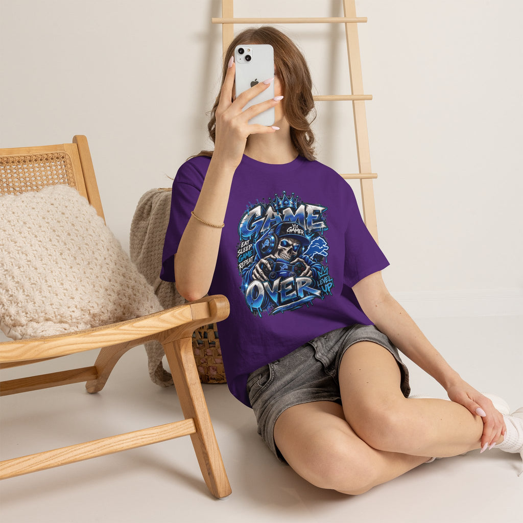 Game Over Skull Gamer Tee | Video Game Controller Graphic Shirt