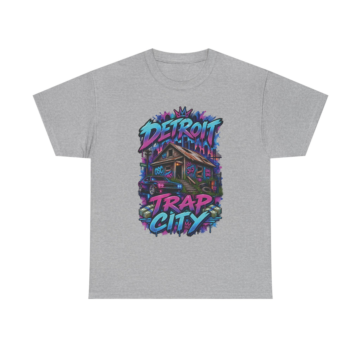 Detroit Trap City Tee | Urban Graffiti Streetwear, Neon Hip Hop Design