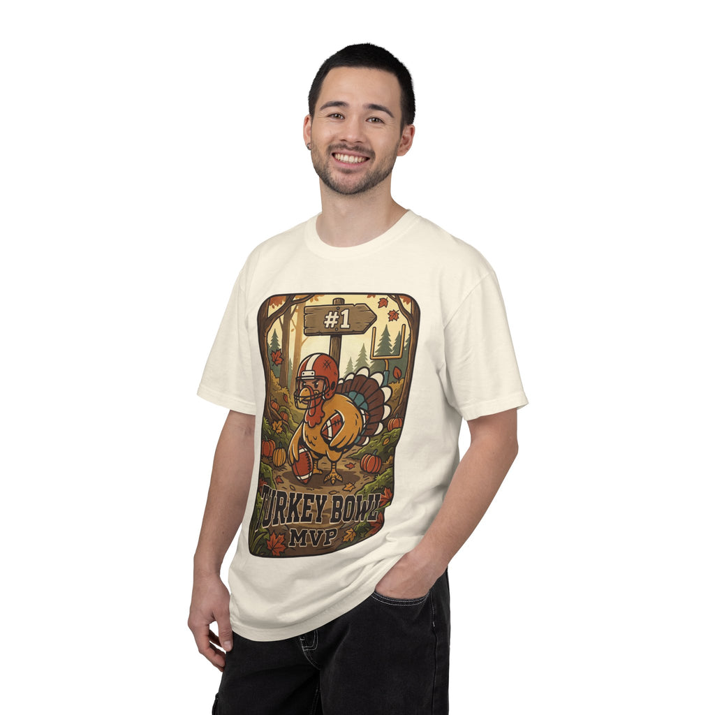 Turkey Bowl MVP T-Shirt | Thanksgiving Football Turkey Illustration