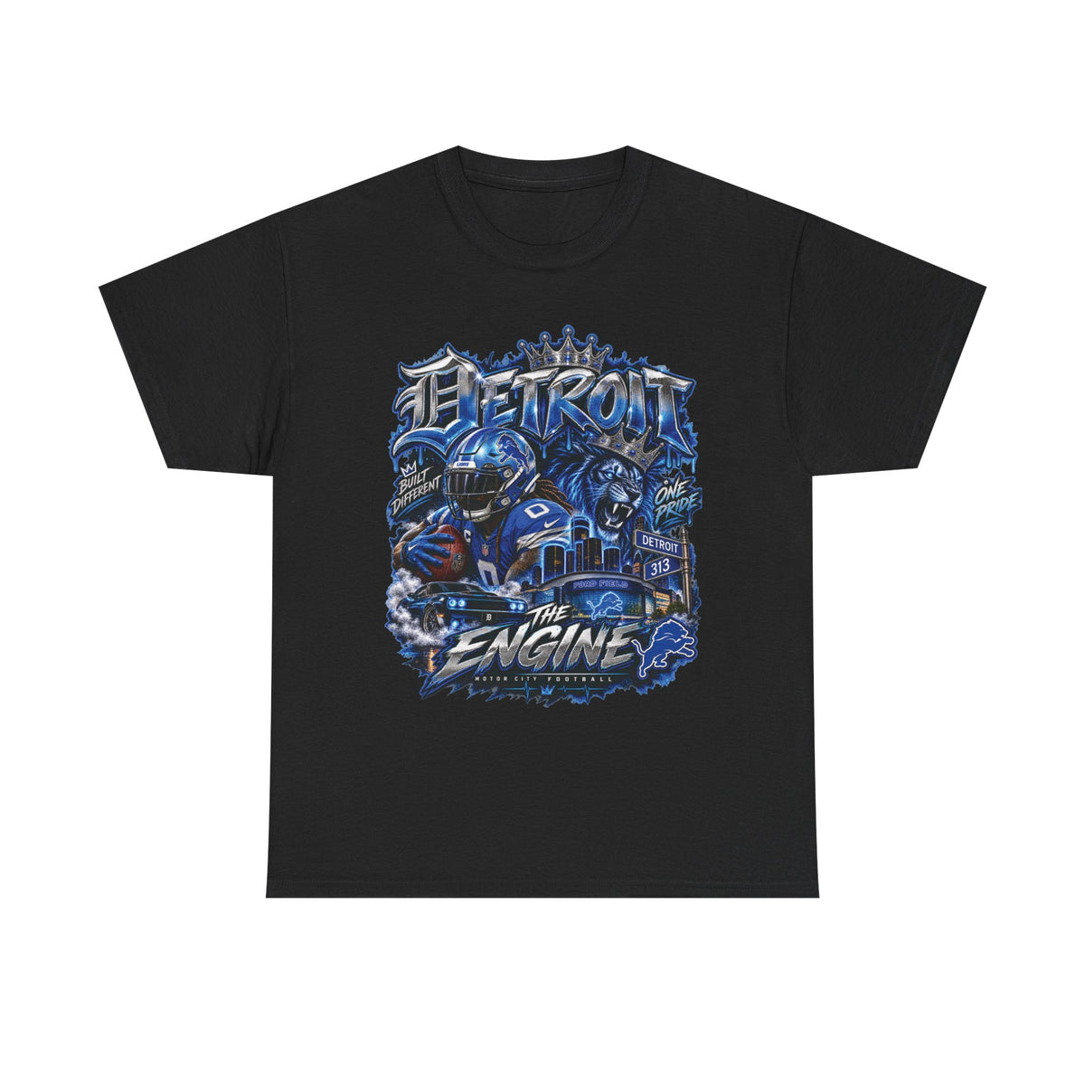 Detroit The Engine T-Shirt | Motor City Blue Graphic Tee