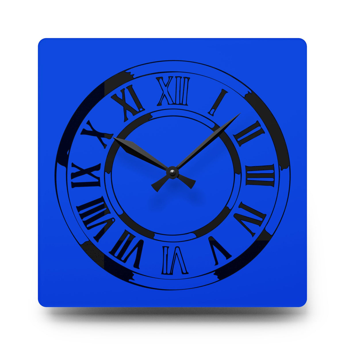 Roman Numeral Blue Clock Acrylic Wall Clock | Modern Decorative Timepiece