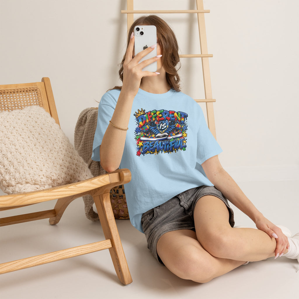 Different Is Beautiful Autism T-Shirt | Colorful Graffiti Typography