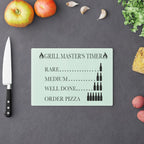 Grill Master's Timer Cutting Board | Beer Level Steak Doneness Chart