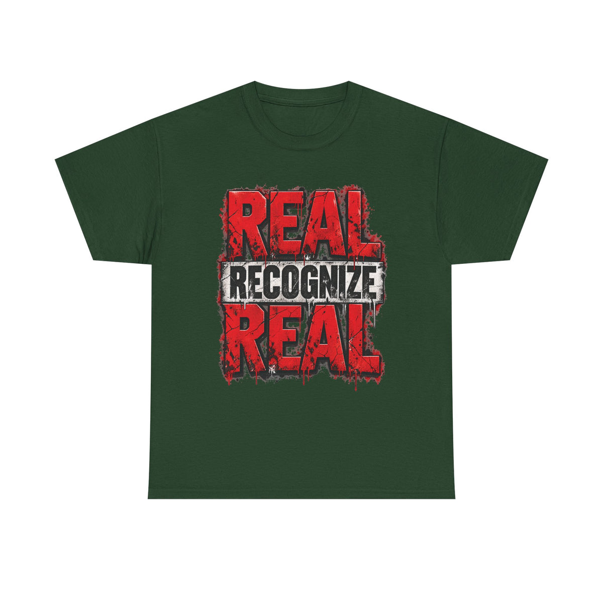 Real Recognize Real Tee | Bold Distressed Red Typography