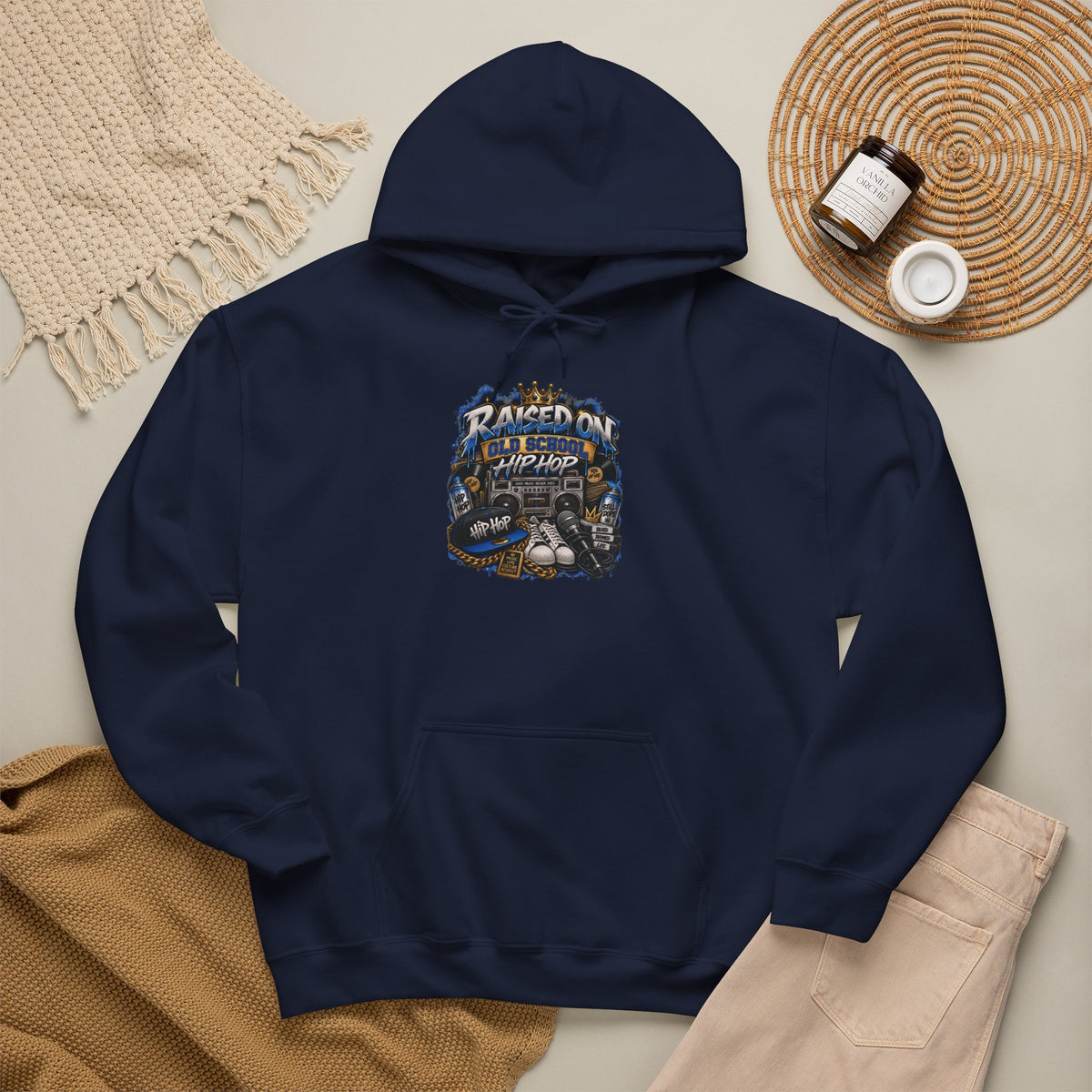 Raised On hip hop Hoodie | Vintage Guitar Skull Band Design