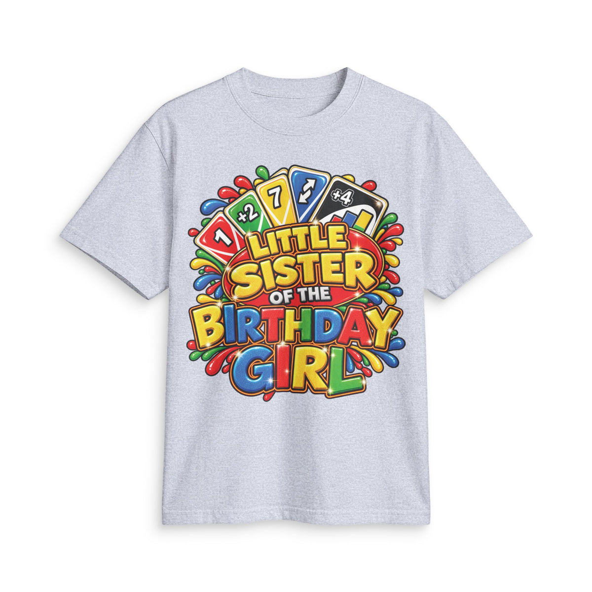 Little Sister of the Birthday Girl T-Shirt | Colorful Birthday Kids Tee