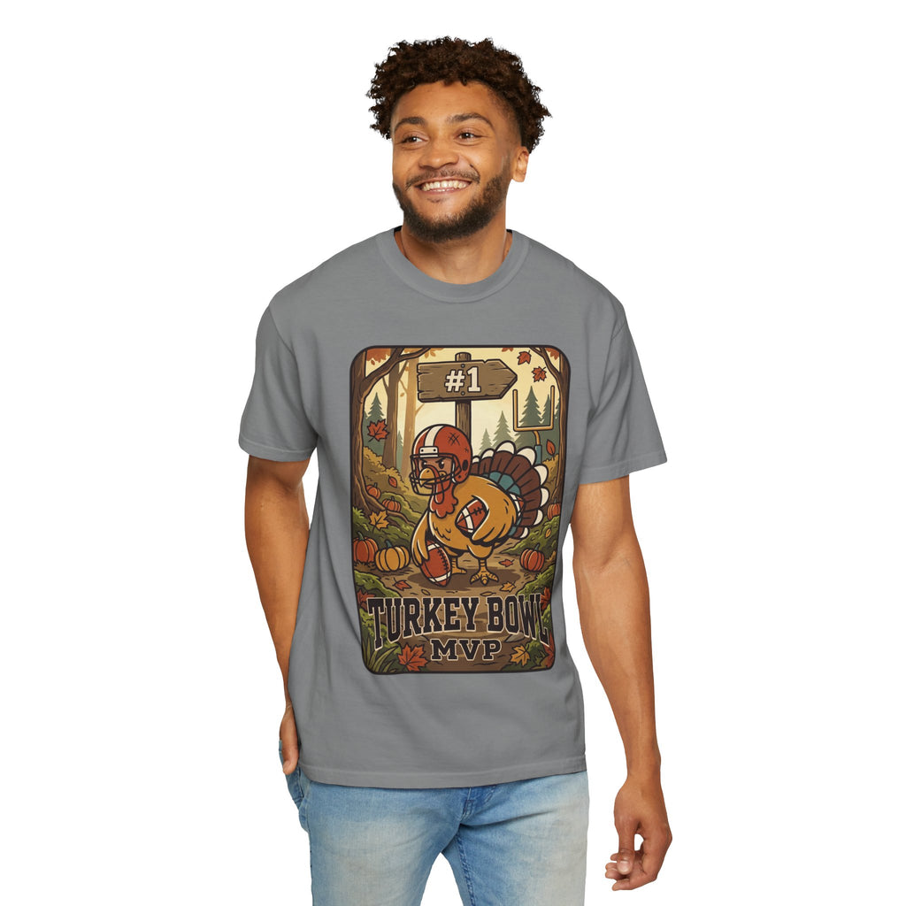 Turkey Bowl MVP T-Shirt | Thanksgiving Football Turkey Illustration