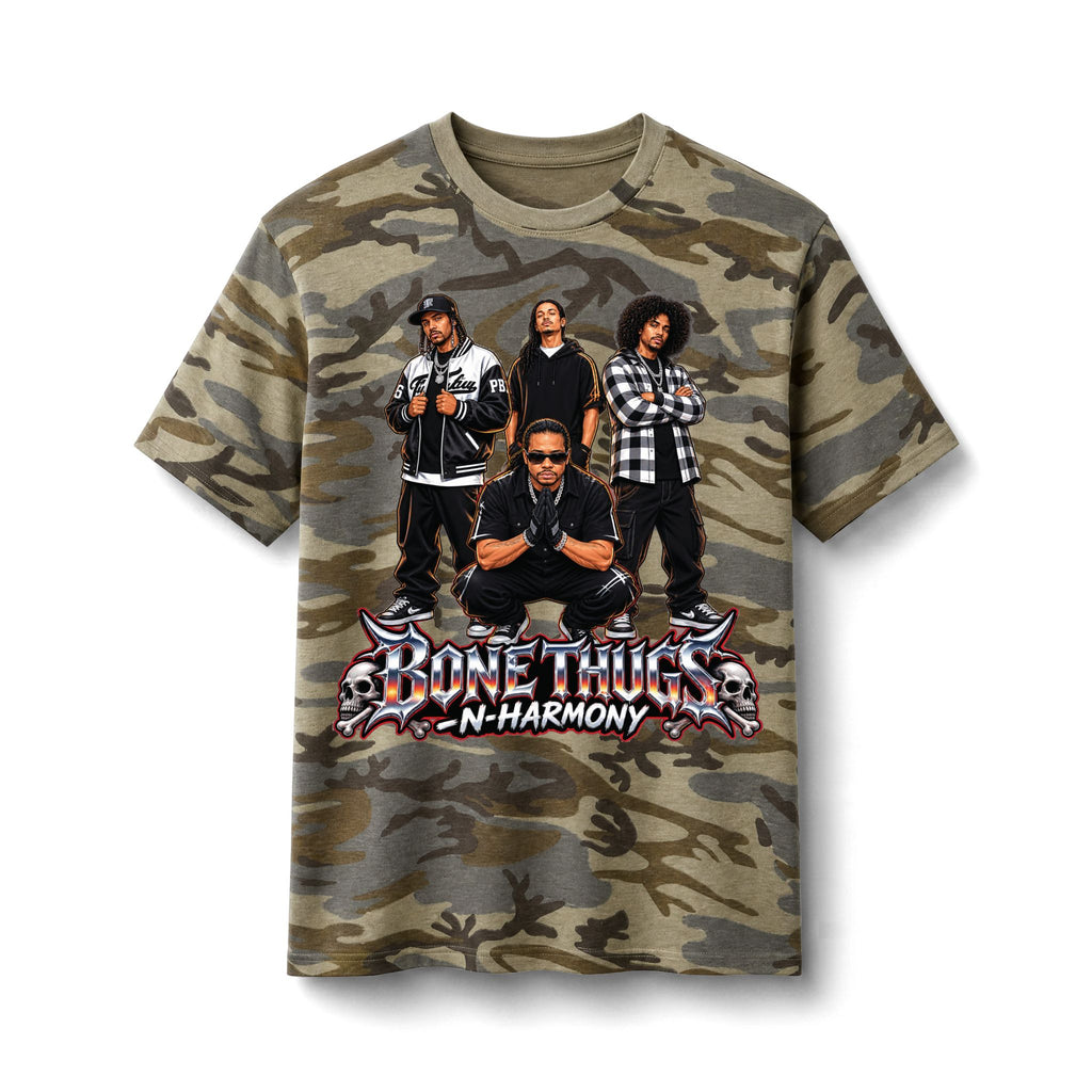 Bone Thugs N Harmony Graphic Tee | Camo Cotton T-Shirt
