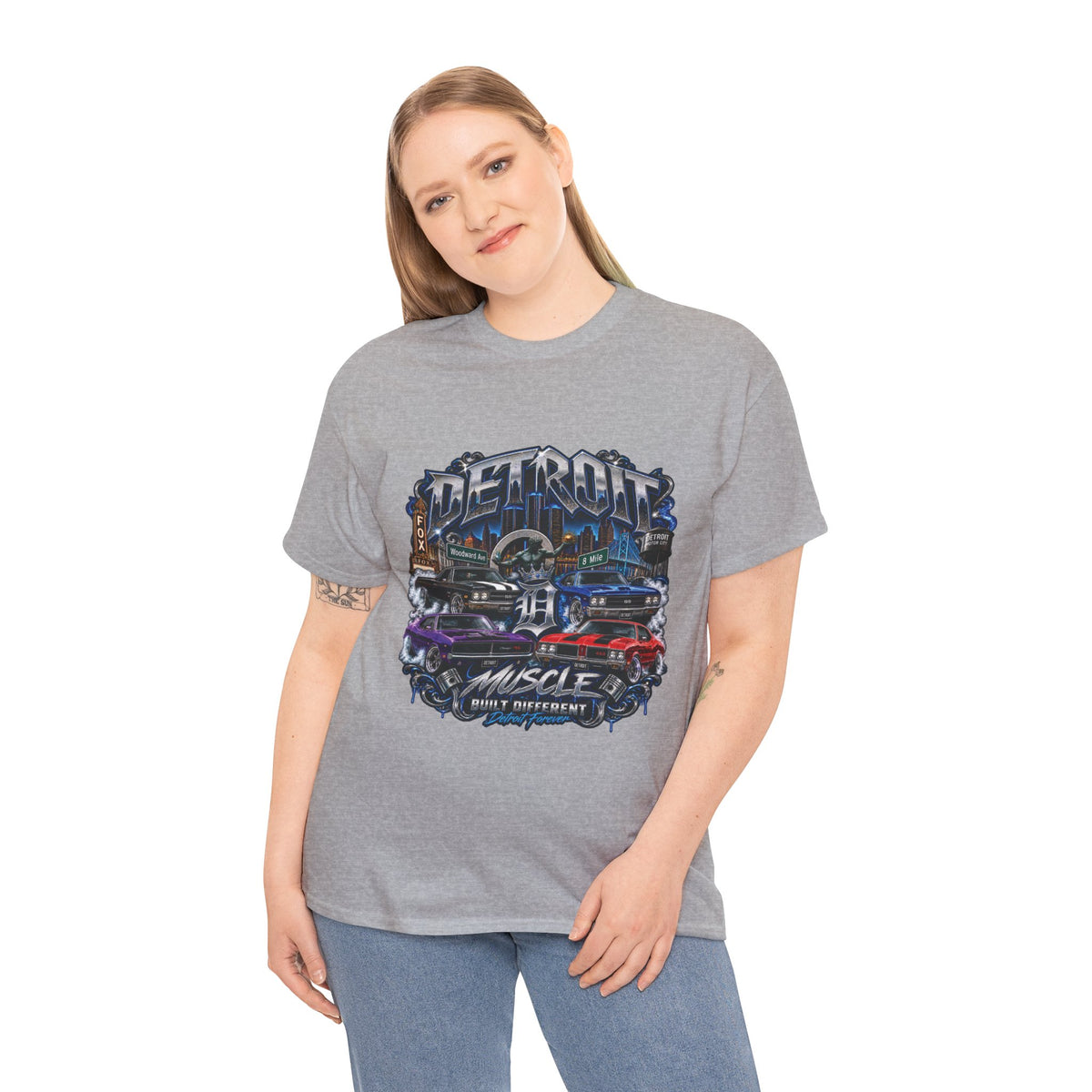 Detroit Muscle Car Tee | Vintage Hot Rod Illustration, Garage Scene