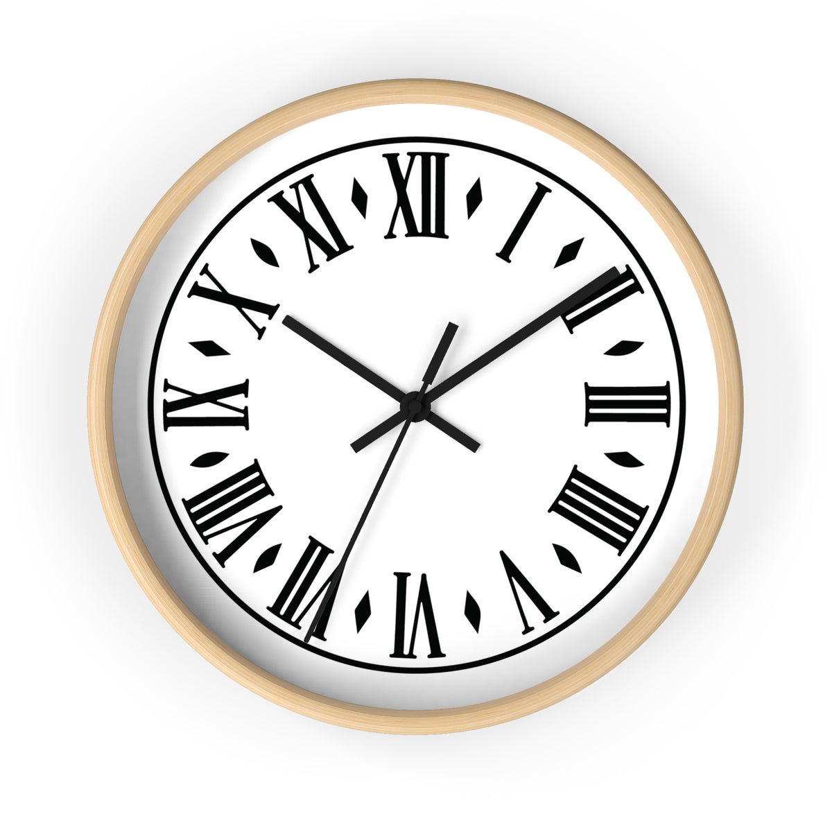 Roman Numeral Clock Wall Clock | Black Frame, Classic Vintage Face
