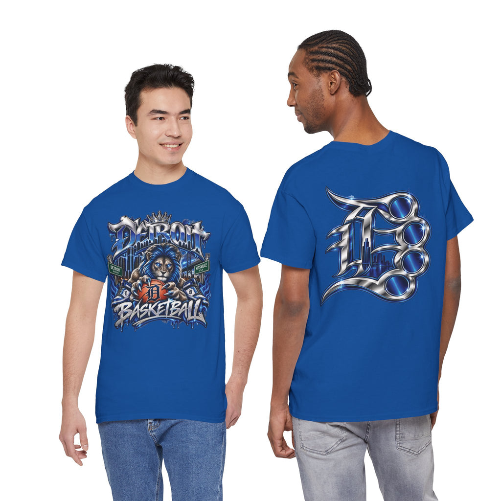 Detroit Basketball Lion Graphic Tee | City Streetball Detroit D Logo