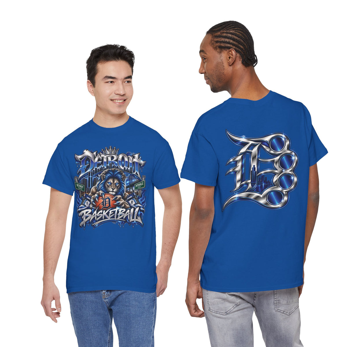 Detroit Basketball Lion Graphic Tee | City Streetball Detroit D Logo