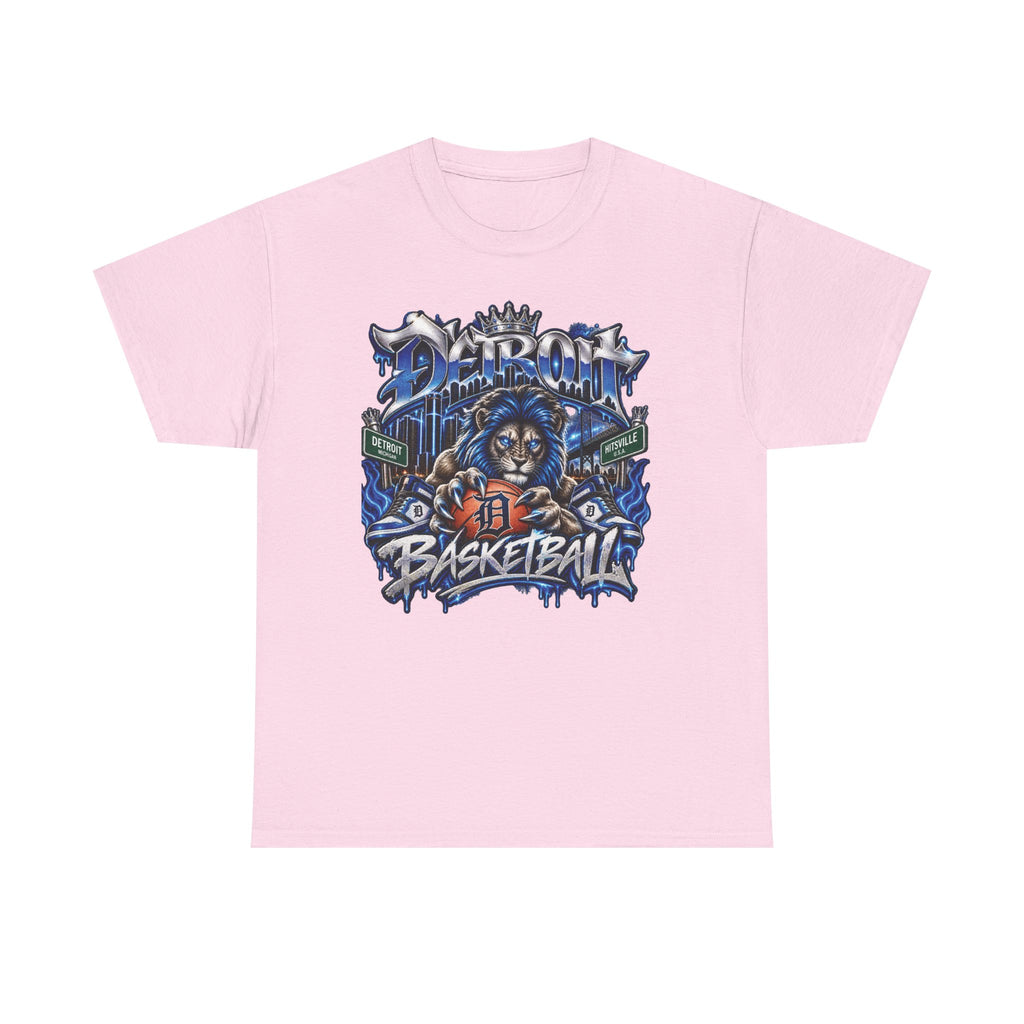 Detroit Basketball Lion Graphic Tee | City Streetball Detroit D Logo